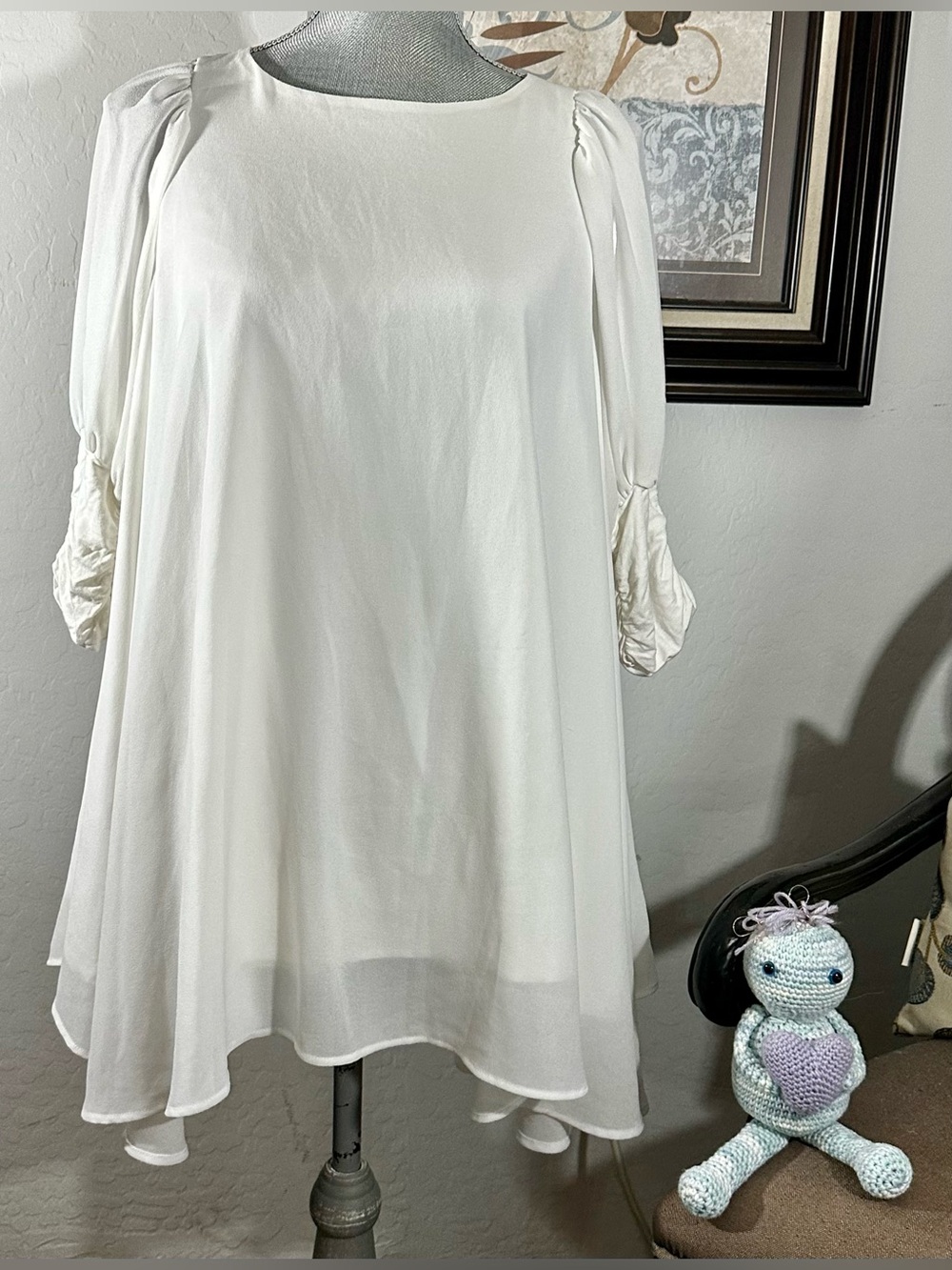 Patrizia Luca Milano Flowing Asymmetric White Mini Dress